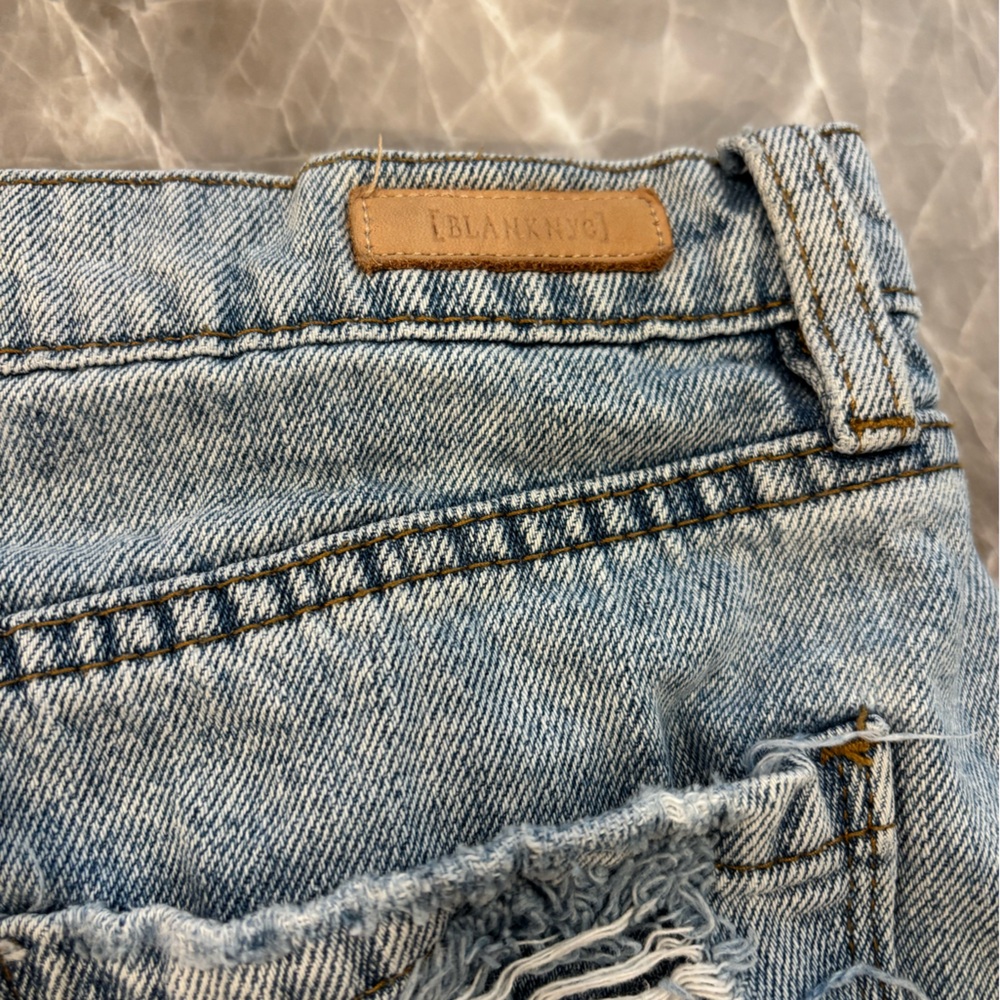 Blank NYC Light Blue Distressed Jean Shorts - Picture 5 of 5